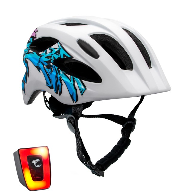 Crazy Safety - Grafitti Bicycle Helmet - White/Blue (54-58cm) (160101-07-01)