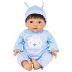 TINY TREASURES - Blue Bear Doll  Brown Hair (30543)