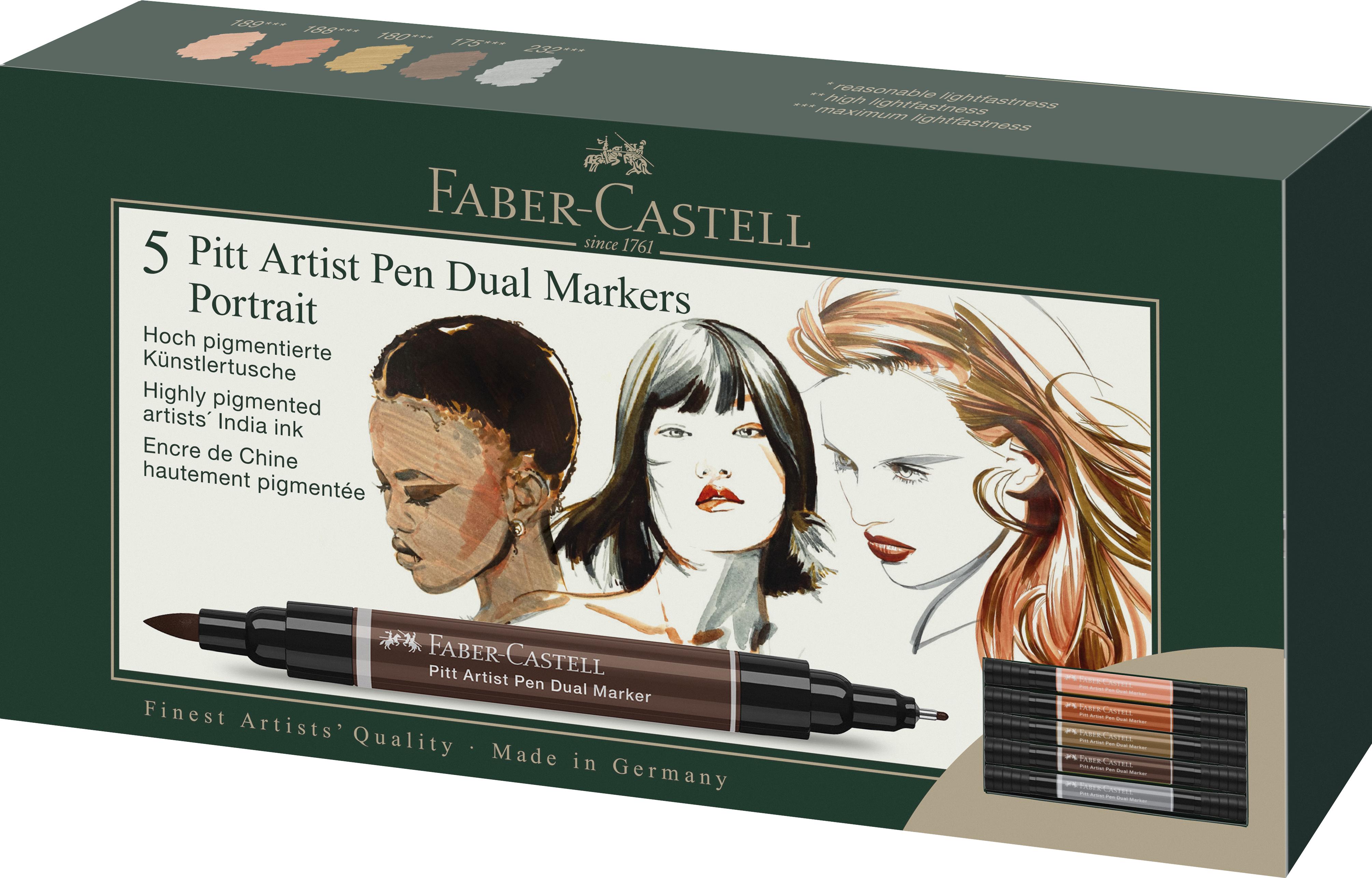 Faber-Castell - India ink PAP Dual Marker portrait (5 pcs) (162009) thumbnail-2