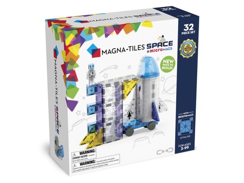 MAGNA-TILES - Kit Spatial 32 Pièces - Navette Et Capsule - Aimants Sécurisés - Compatible - Dès 3 Ans