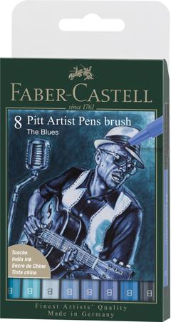 Faber-Castell - India ink Pitt Artist Pen Blues (8pcs) (167173)