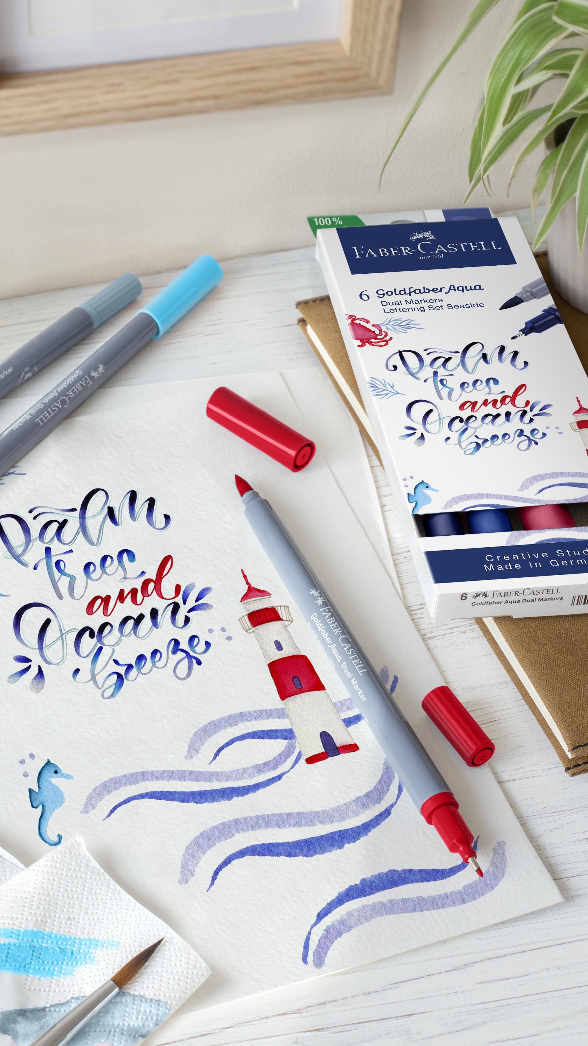 Faber-Castell - Gofa Aqua Dual Tuscher Lettering Sæt - Sea thumbnail-3