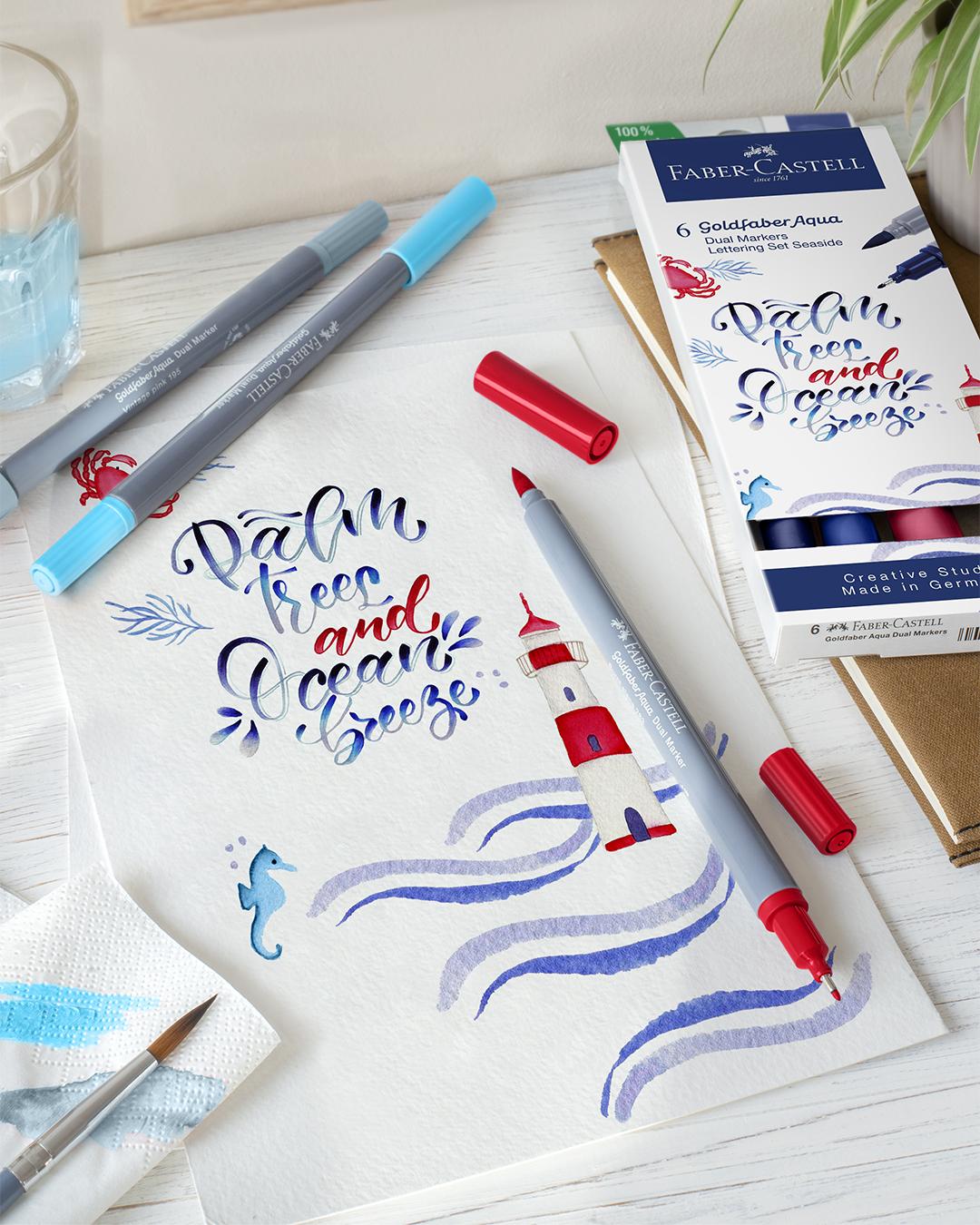 Faber-Castell - Gofa Aqua Dual Tuscher Lettering Sæt - Sea thumbnail-6