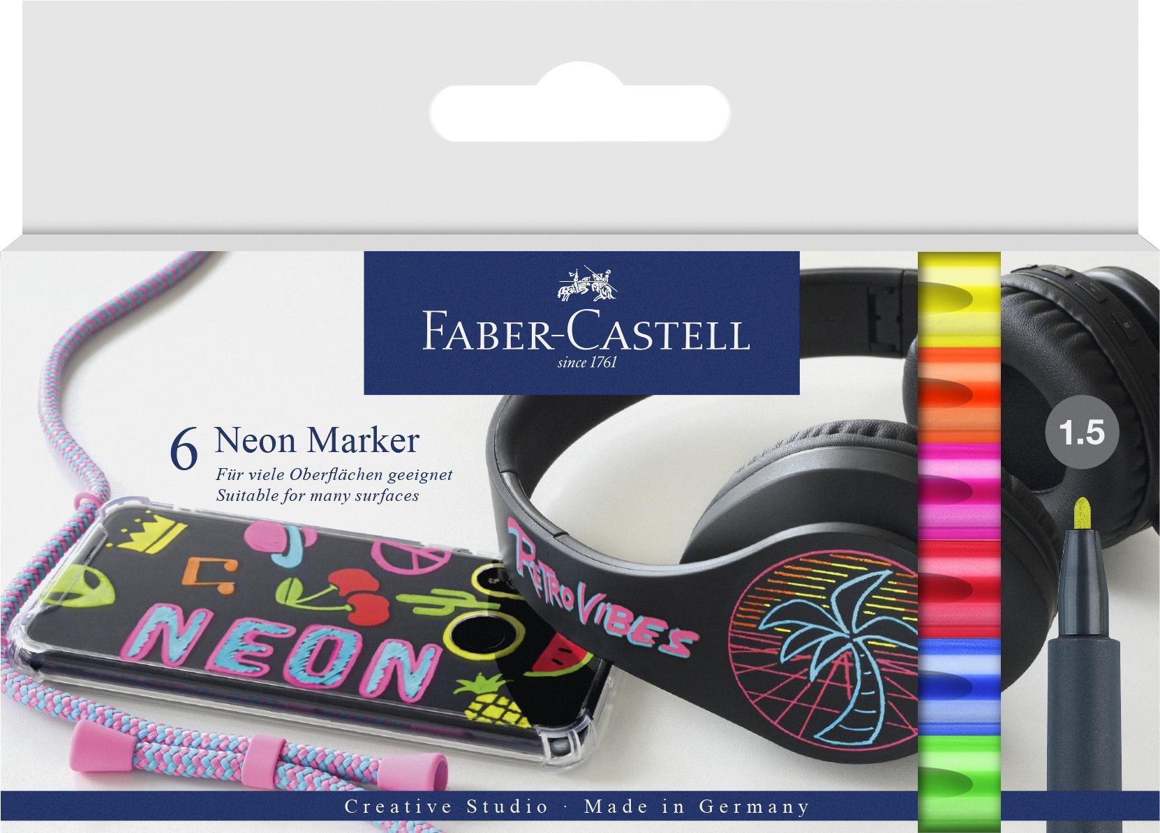 Faber-Castell - Neon marker cardboard wallet (6 pcs) (160806)