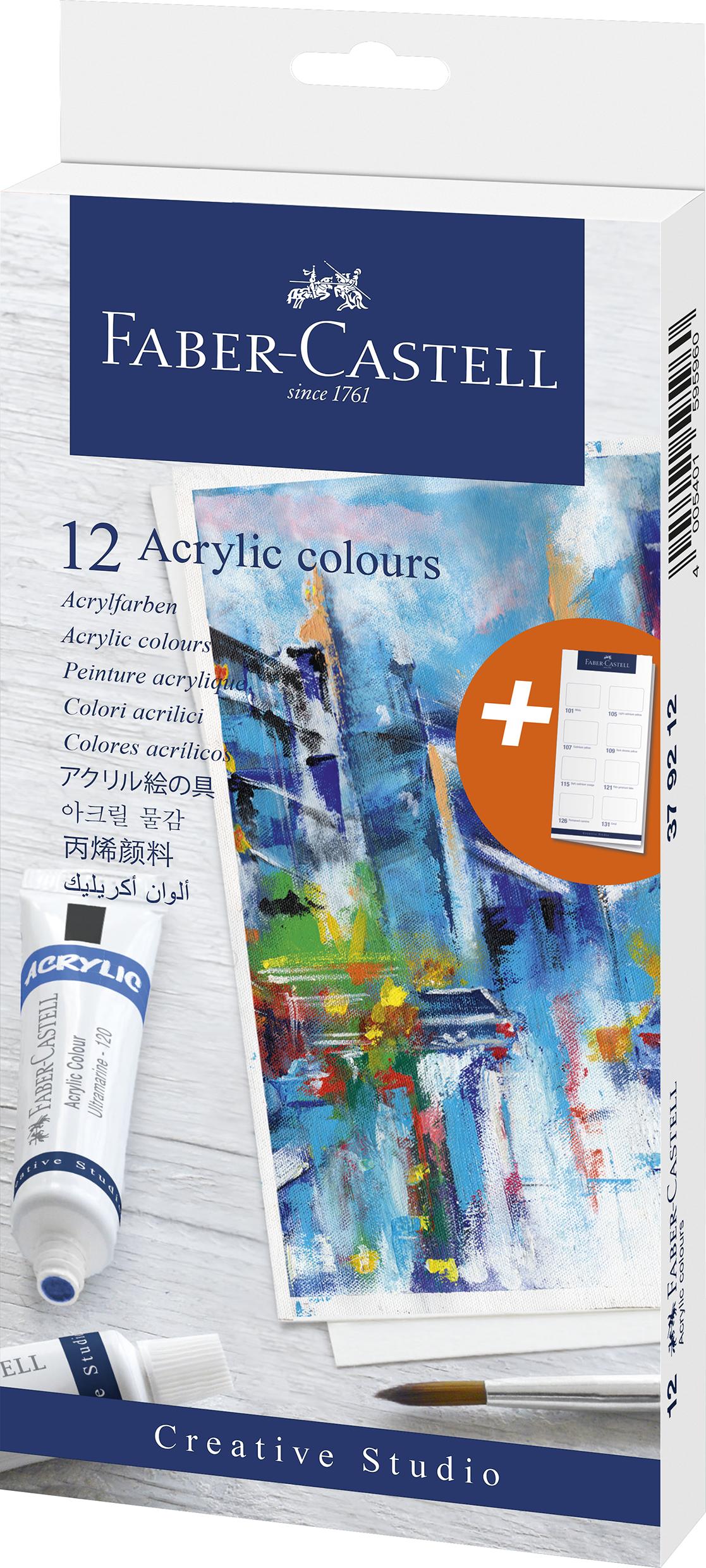 Faber-Castell - Acrylic colour cardboard box (12 pcs) (379212) - Leker