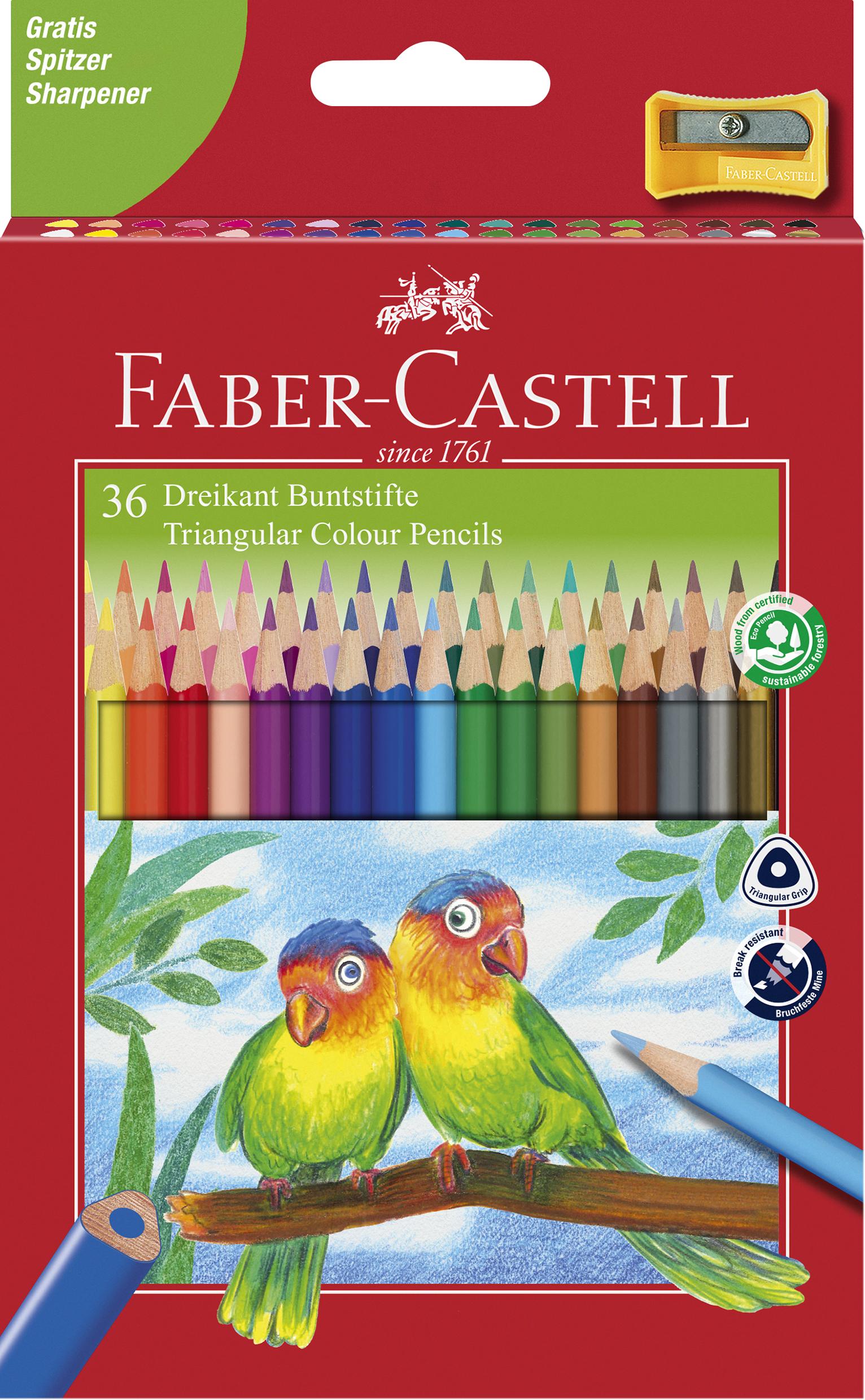 Faber-Castell - Triangular Colour Pencils (36 pcs) (120536) - Leker