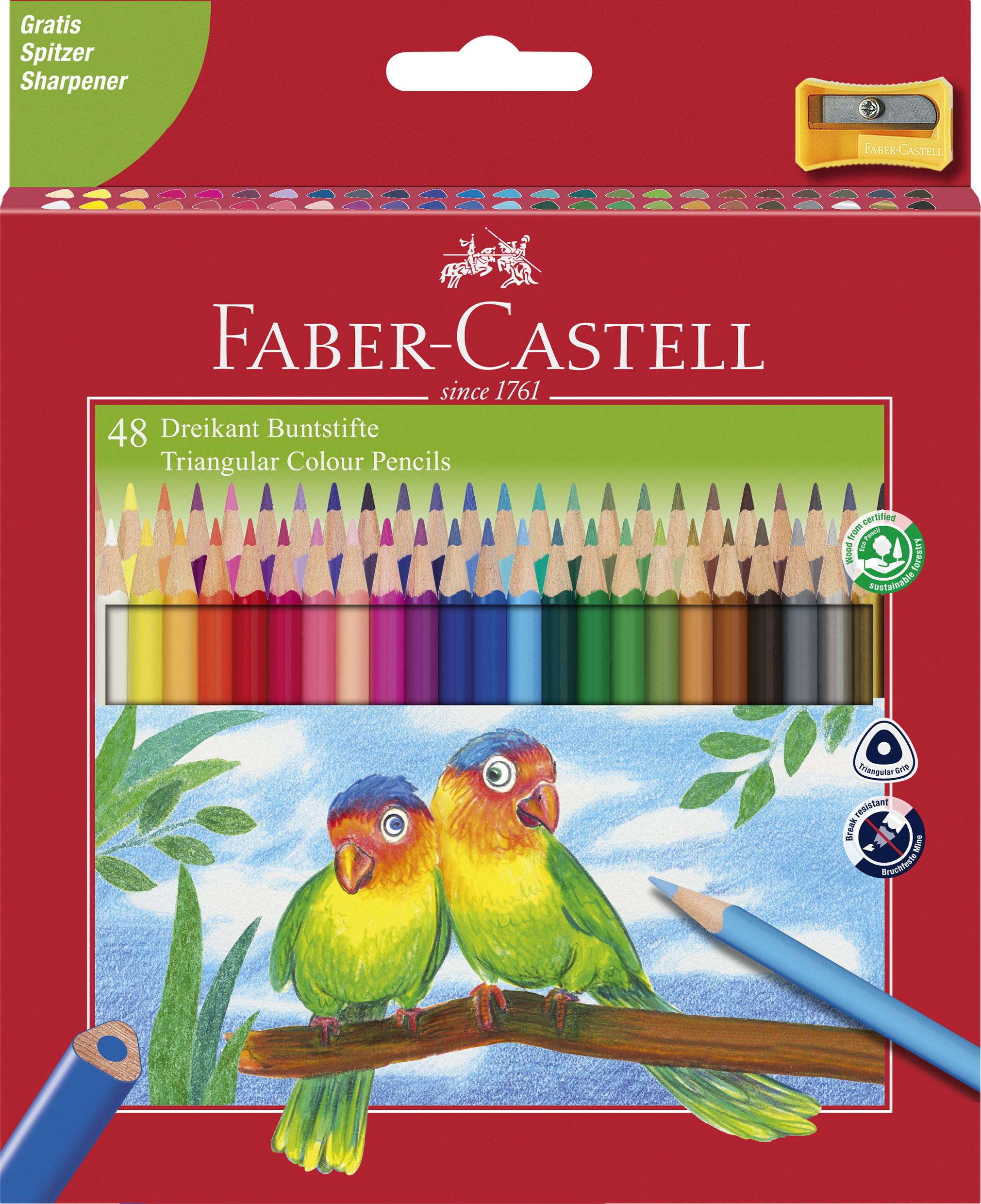 Faber-Castell - Triangular Colour Pencils (48 pcs) (120548) - Leker