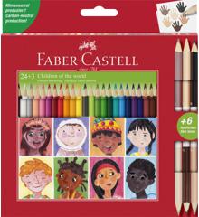 Faber-Castell - Triangular pencils 24 pcs + 3 skintones (511515)