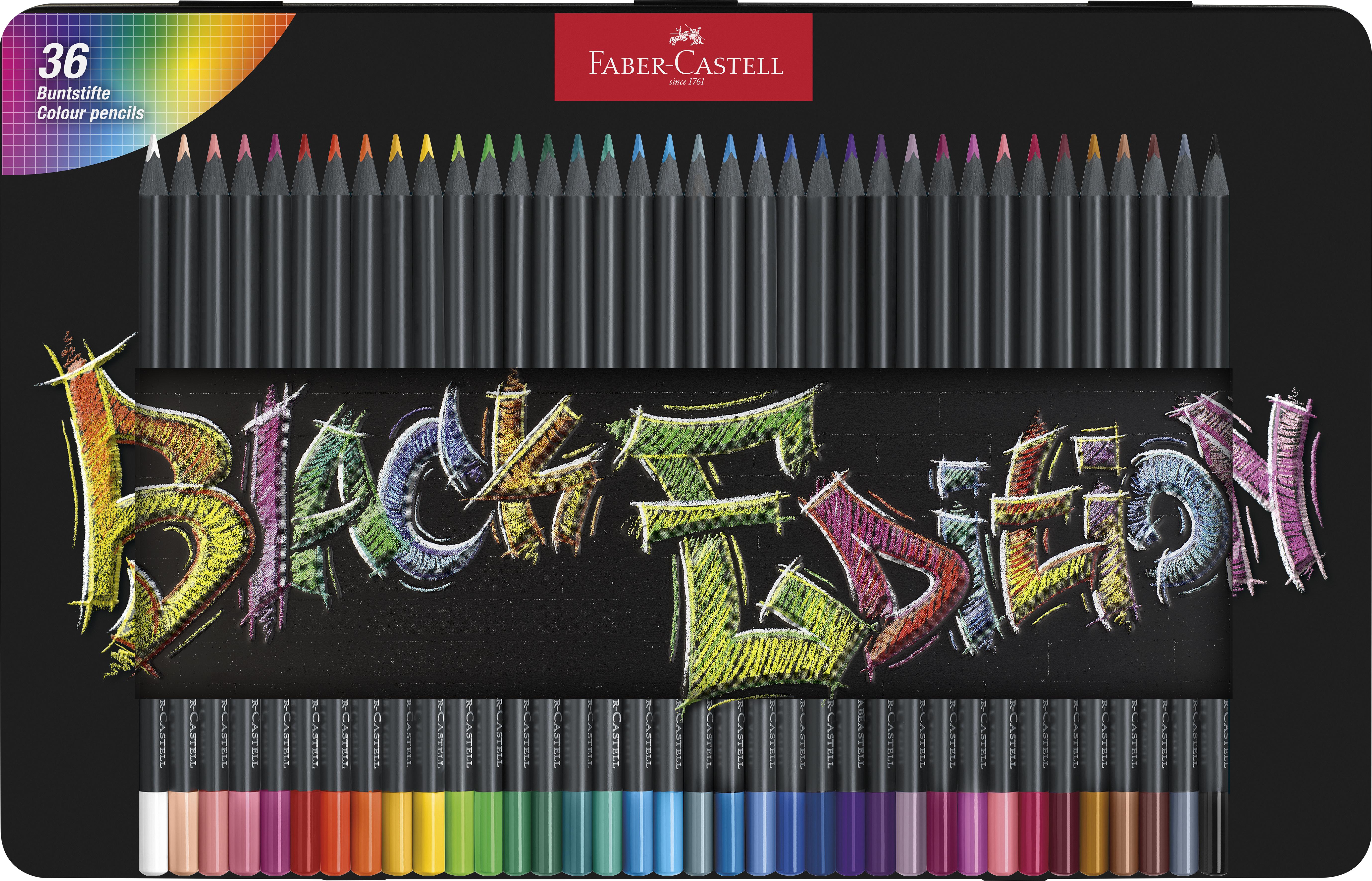 Faber-Castell - Colour Pencils Black Edition tin (36 pcs) (116437)