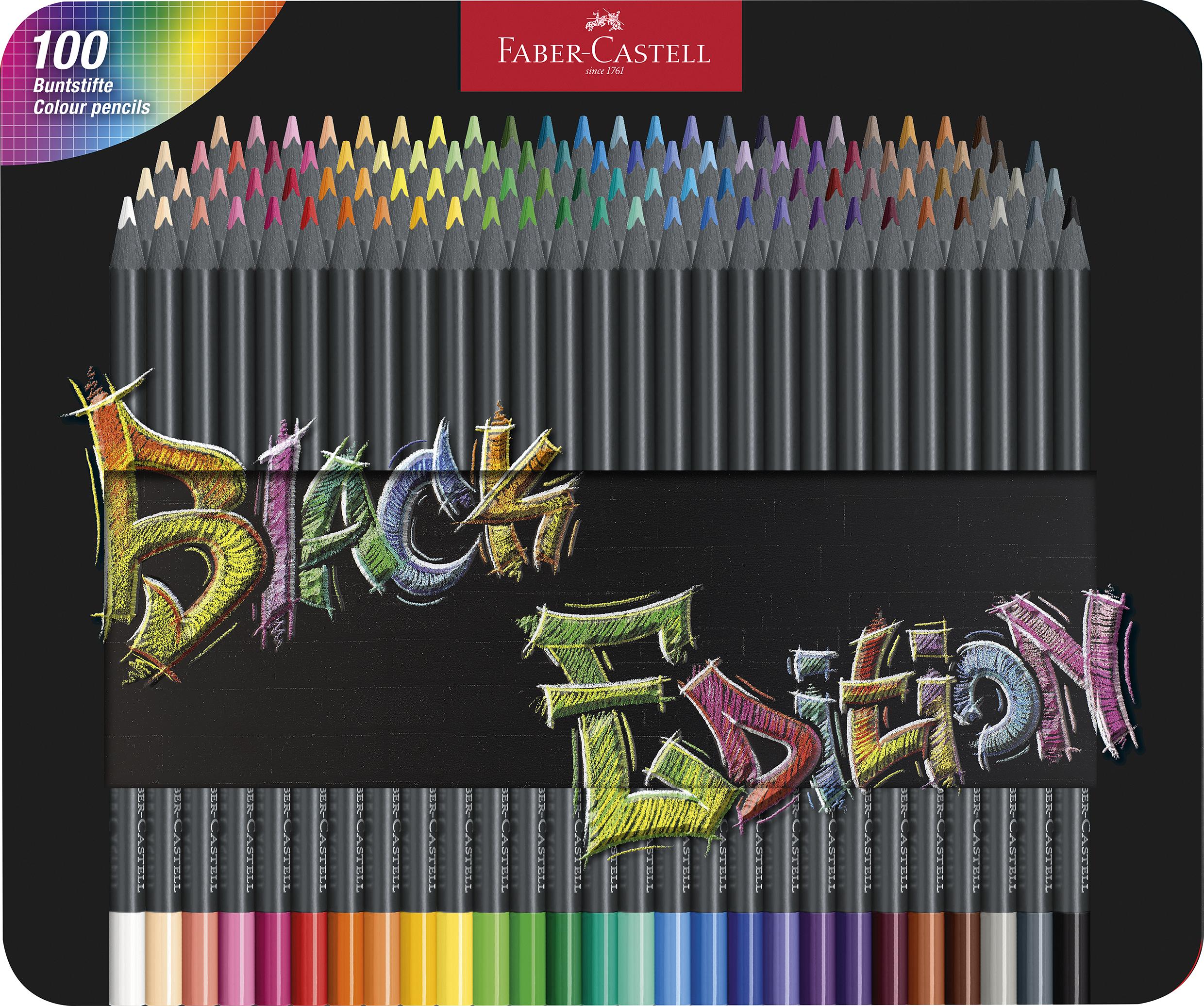 Faber-Castell - Colour Pencils Black Edition tin (100 pcs) (116490) - Leker