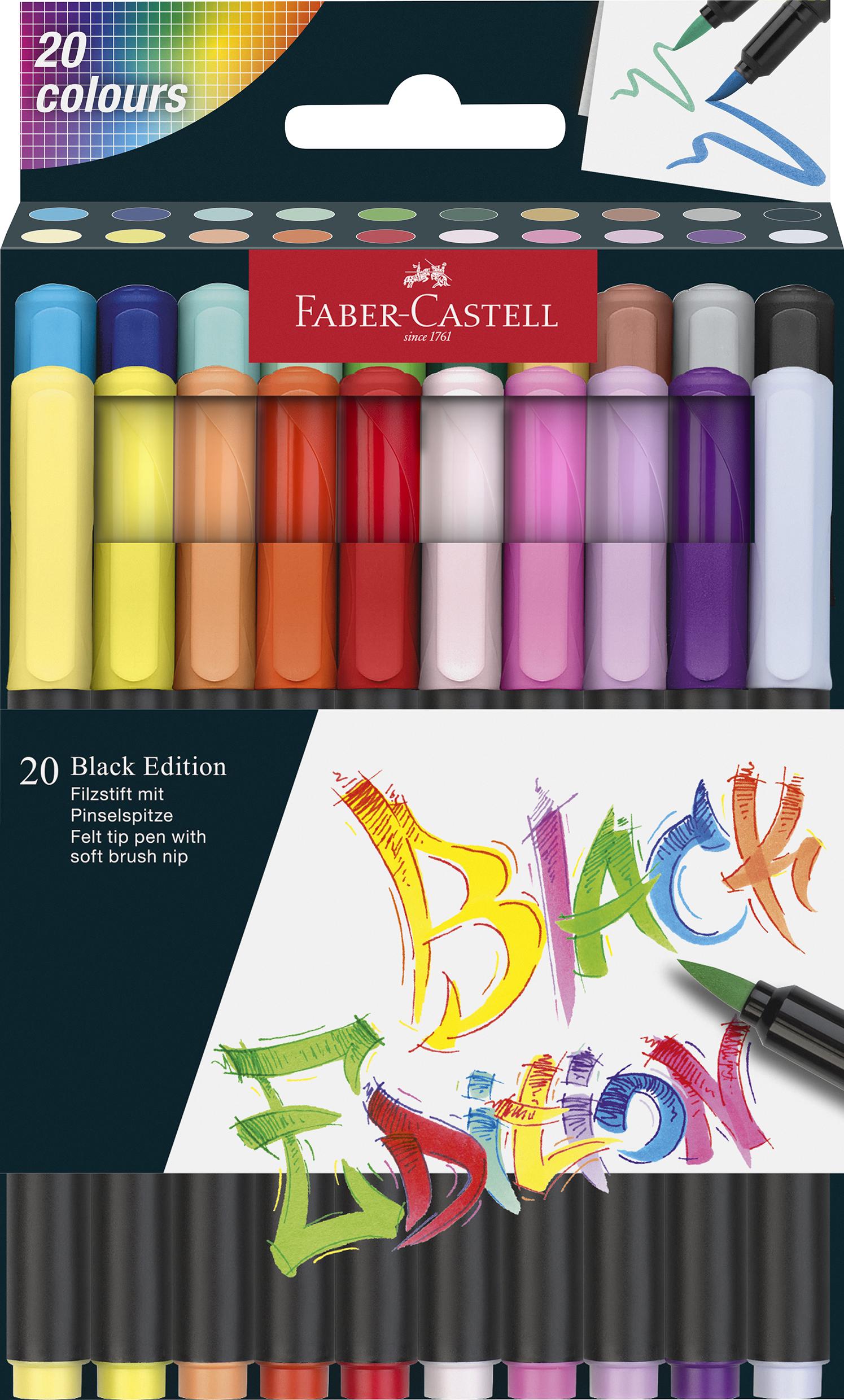 Faber-Castell - Brush pen Black Edition set (20 pcs) (116452)
