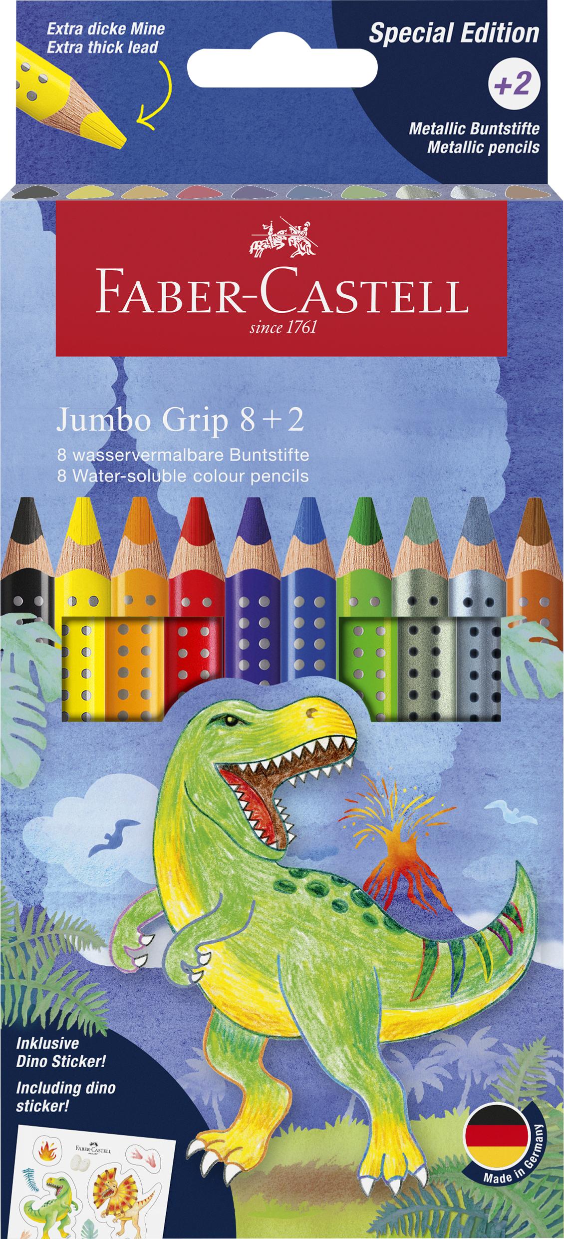 Faber-Castell - CP Jumbo Grip Dino Blyanter 8+2 stk