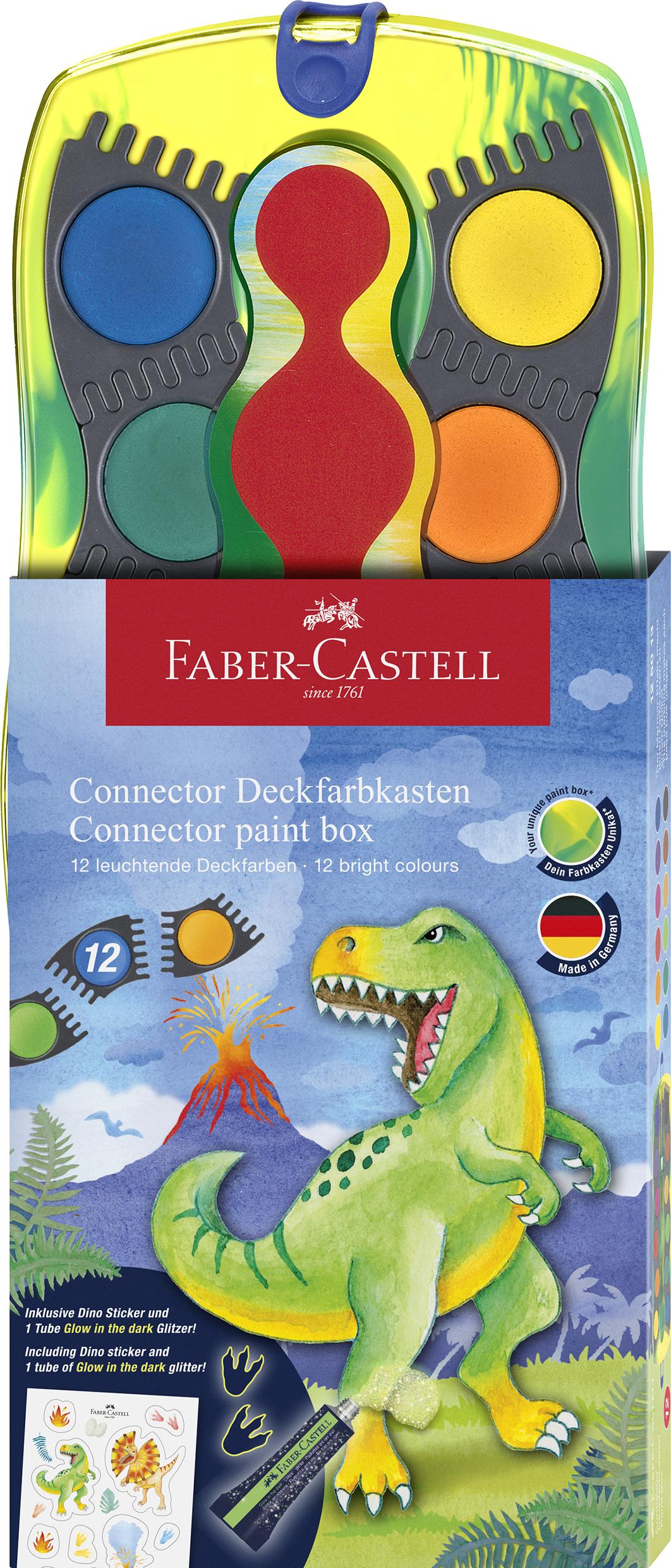 Faber-Castell – Paint box Connector 12 colours dinosaur (125013)