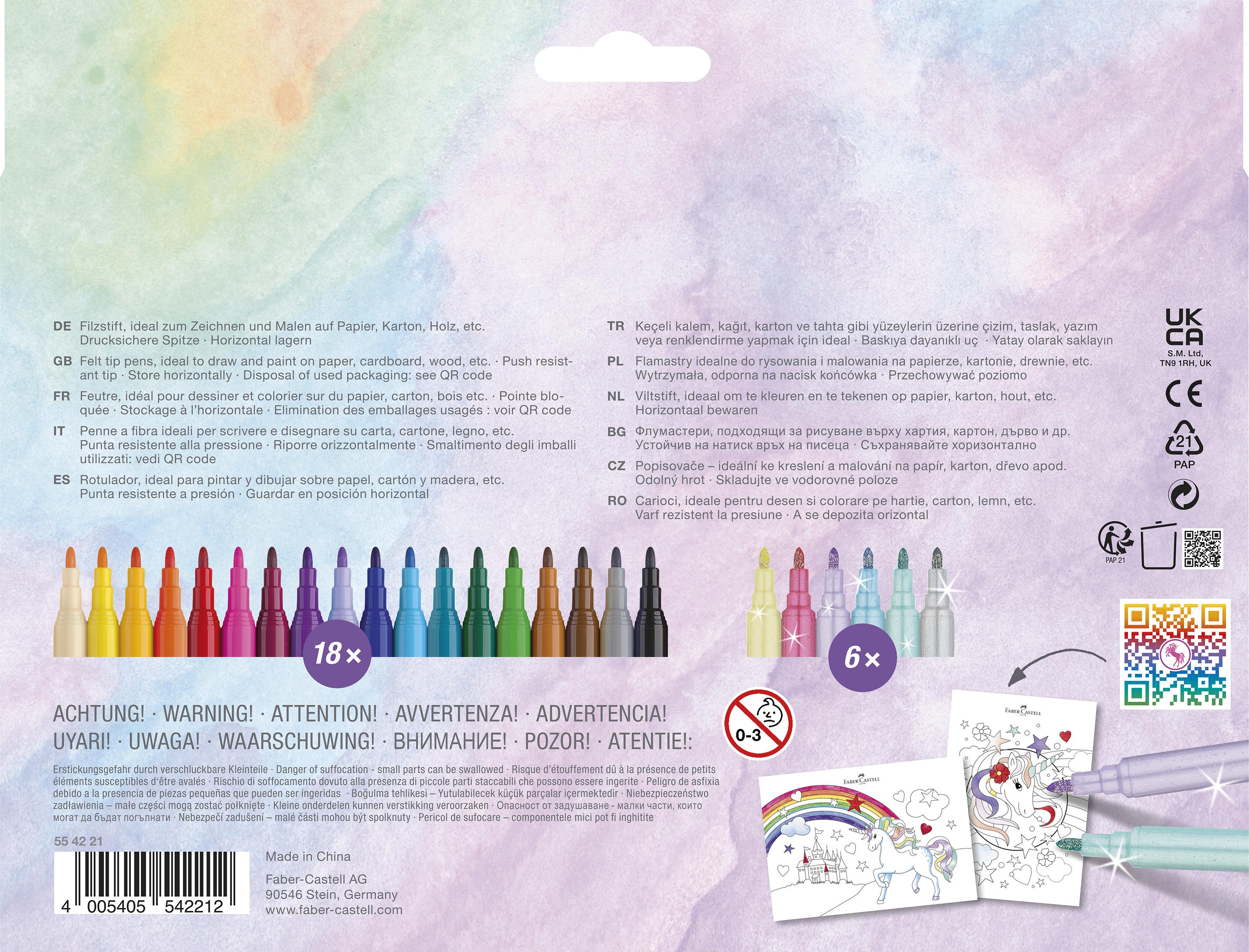 Faber-Castell - Felt-tip pen unicorn 18+6 + stickers (554221) thumbnail-5
