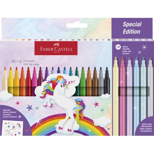 Faber-Castell - Felt-tip pen unicorn 18+6 + stickers (554221)