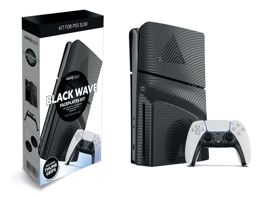 Maxx Tech PS5 Slim Faceplates + Controller Faceplates - Black Wave