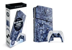 Maxx Tech PS5 Slim Faceplates + Controller Faceplates - Blue Wave Camo