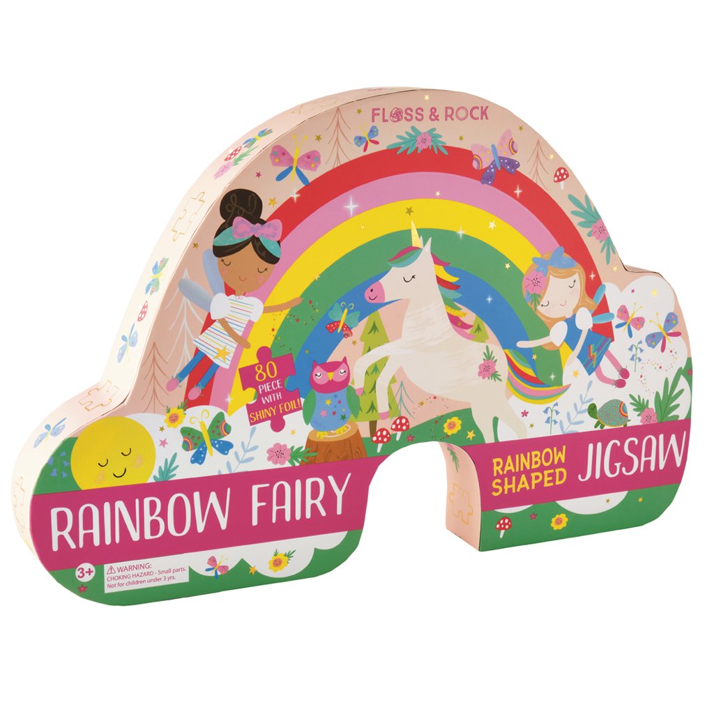 FLOSS&ROCK Rainbow Fairy 80pc "Rainbow" Shaped Jigsaw with Shaped Box - 40P3602 - Leker