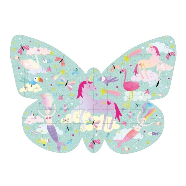 FLOSS & ROCK Fantasy 80pc " Butterfly"  Shaped Jigsaw with Shaped Box  - 38P3436