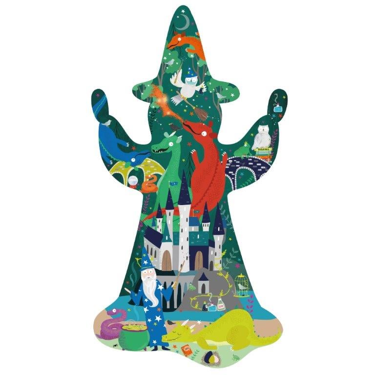 FLOSS&ROCK Spellbound 80pc "Wizard" Shaped Jigsaw with Shaped Box - 42P6342 - Leker