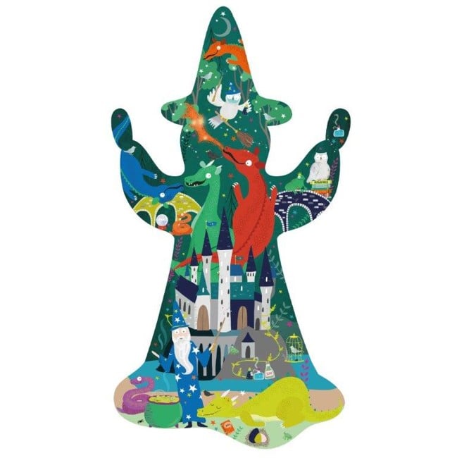 FLOSS & ROCK Spellbound 80pc "Wizard" Shaped Jigsaw with Shaped Box  - 42P6342