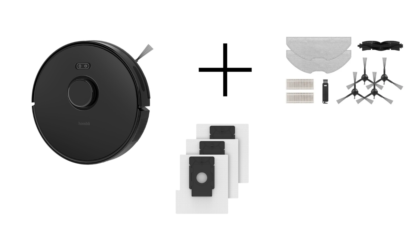 Hombli - Smart Robot Vacuum - Bundle med tilbehørssett og støvposesett - Hjemme og kjøkken