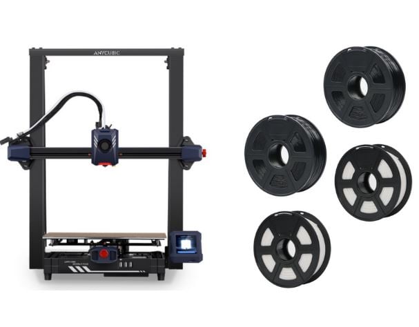 Anycubic - Kobra 2 Plus 3D Printer, 2x ST-PLA 1.75 mm 1 kg Filament Black&2x ST-PLA 1.75 mm 1 kg Filament White (CCTree) - Bundle - Datamaskiner