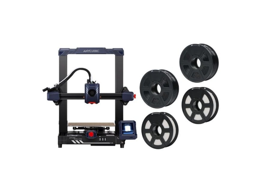 Anycubic - Kobra 2 Pro 3D Printer, 2x ST-PLA 1.75 mm 1 kg Filament Black & 2x ST-PLA 1.75 mm 1 kg Filament White (CCTree) - Bundle