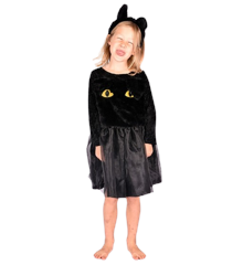 Den Goda Fen - Black Cat dress w. Head Piece (110-116 cm) (F77011)