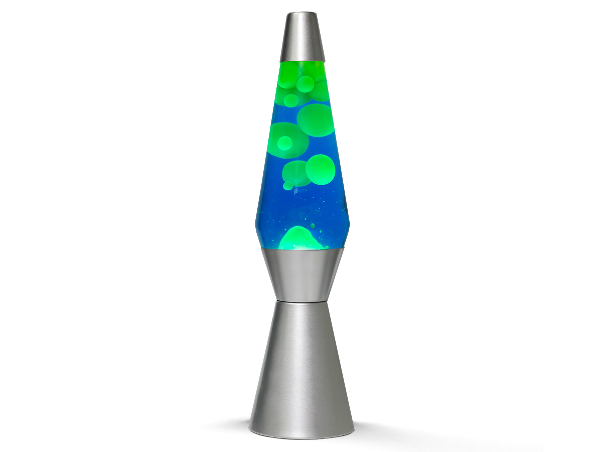 iTotal - Lava Lampe 36 cm - Sølv Base, Blå Væske og Hvid Voks