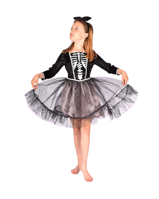 Den Goda Fen - Skeleton Dress w. Headband (110-116 cm) (F77732)