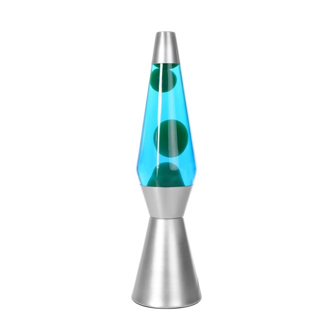 iTotal - Lava Lamp 36 cm - Silver Base, Blue Liquid and Green Wax (XL1787)