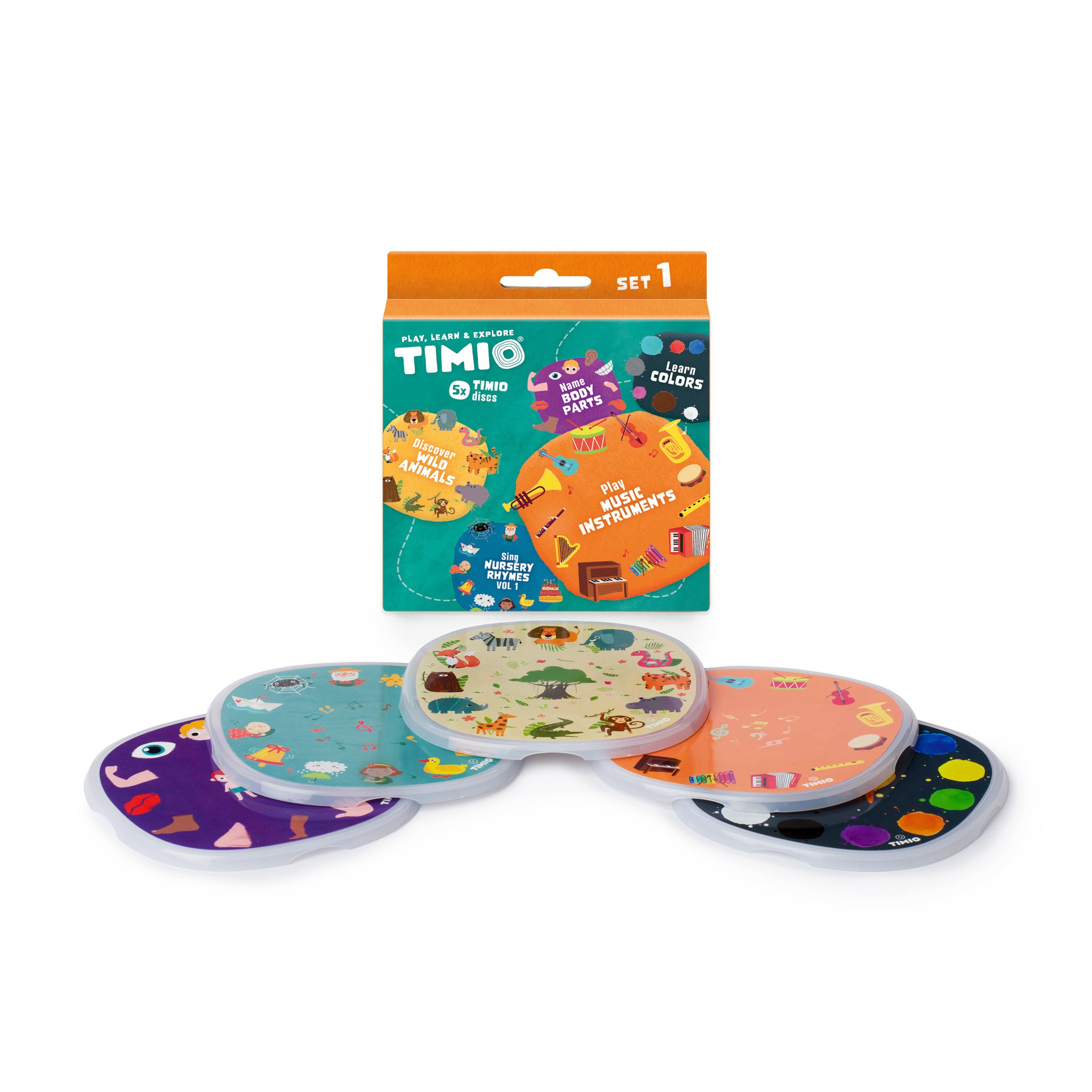Timio - Disc Set 1 - Wild Animals, Nursery Rhymes, Colours, Musical and Body Parts - (TM-TMD-01E) - Leker