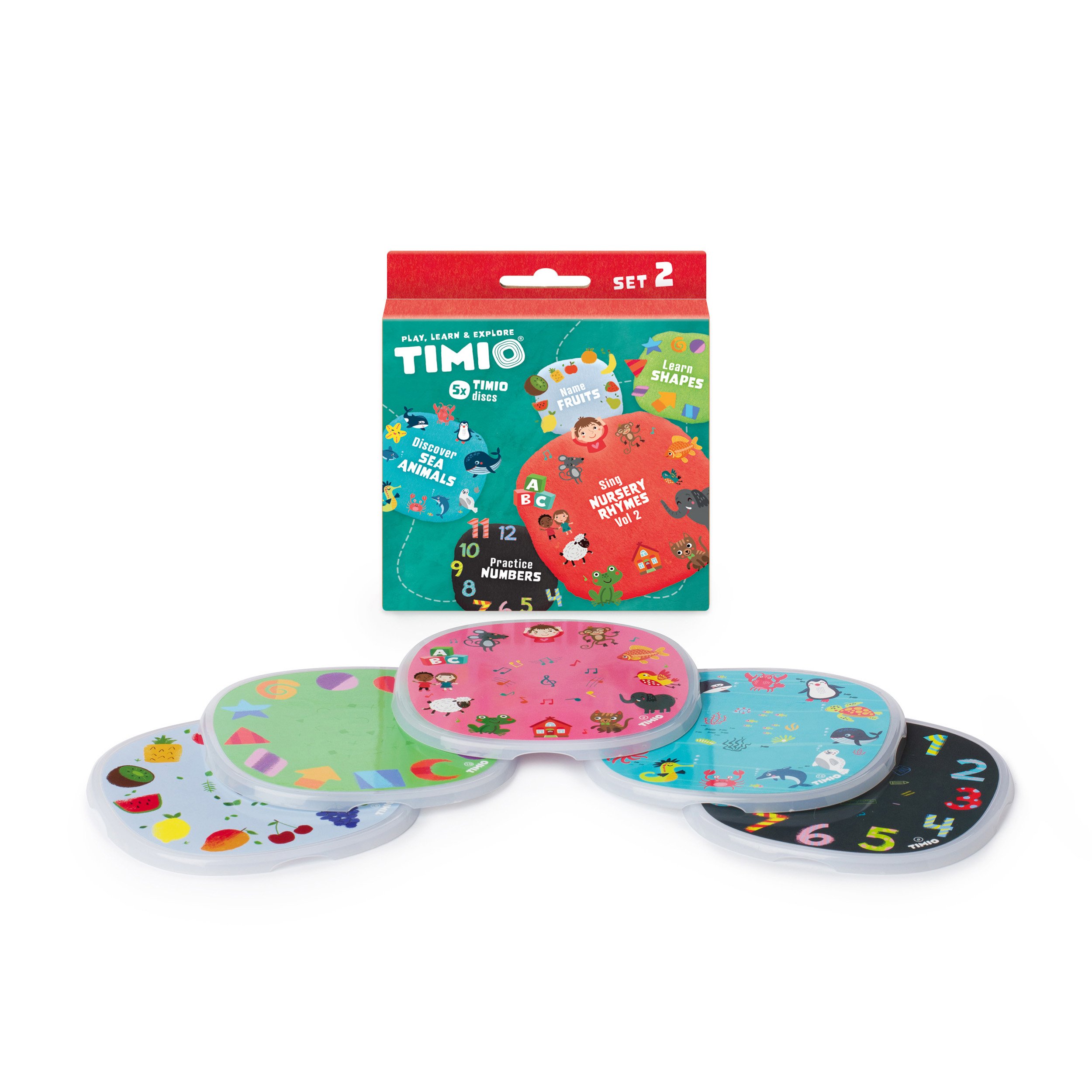 Timio - Disc Set 2 - Numbers, Nursery Rhymes, Sea Animals, Shapes and Fruits - (TM-TMD-02E) - Leker