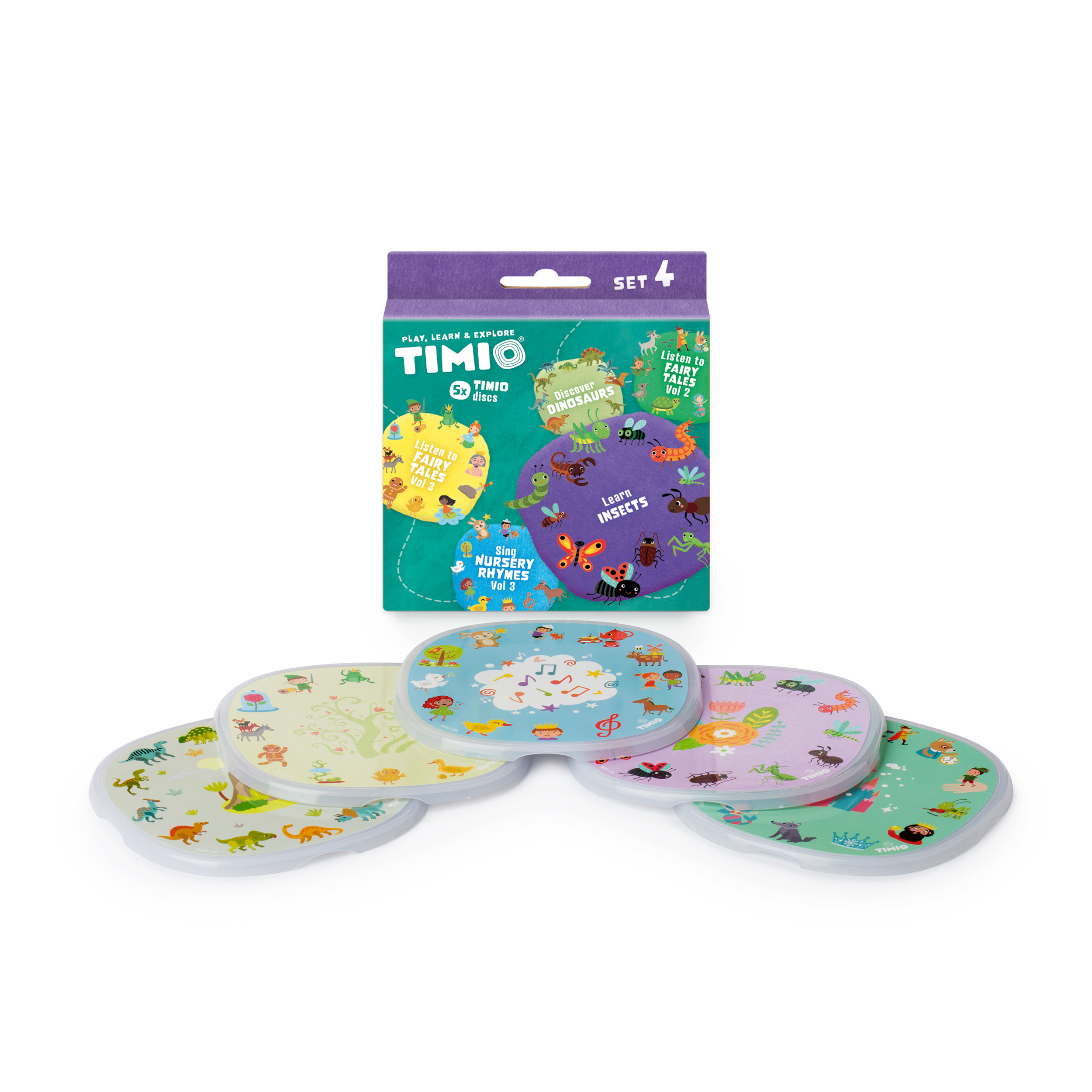 Timio – Disc Set 4 – Børnesange, eventyr, dinosaurer og små insekter