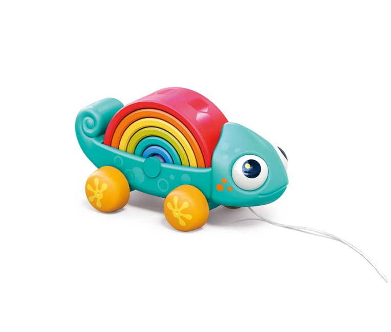 Kinder and Kids - Pulling animal, Rainbow chameleon with multi function (K10124)