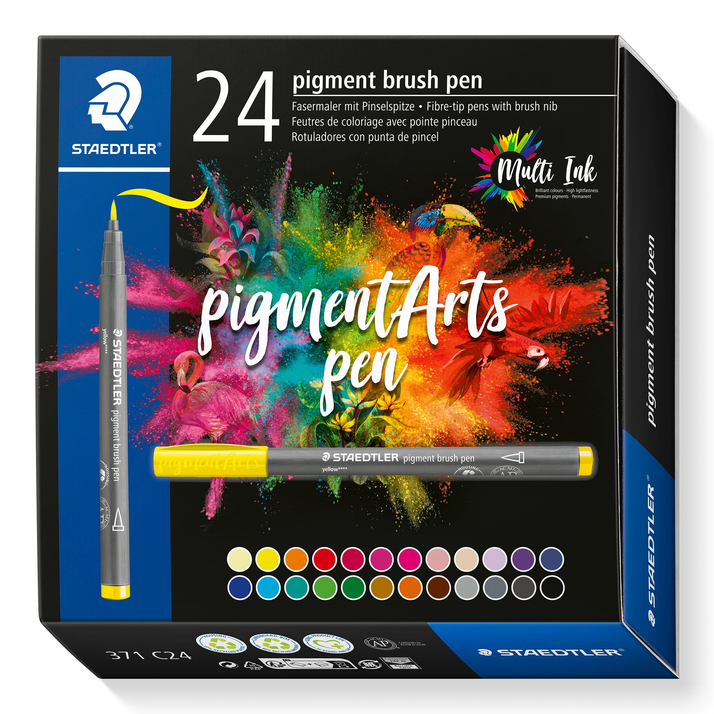Staedtler - Brush Pen Pigment, 24 pcs (371 C24) - Leker