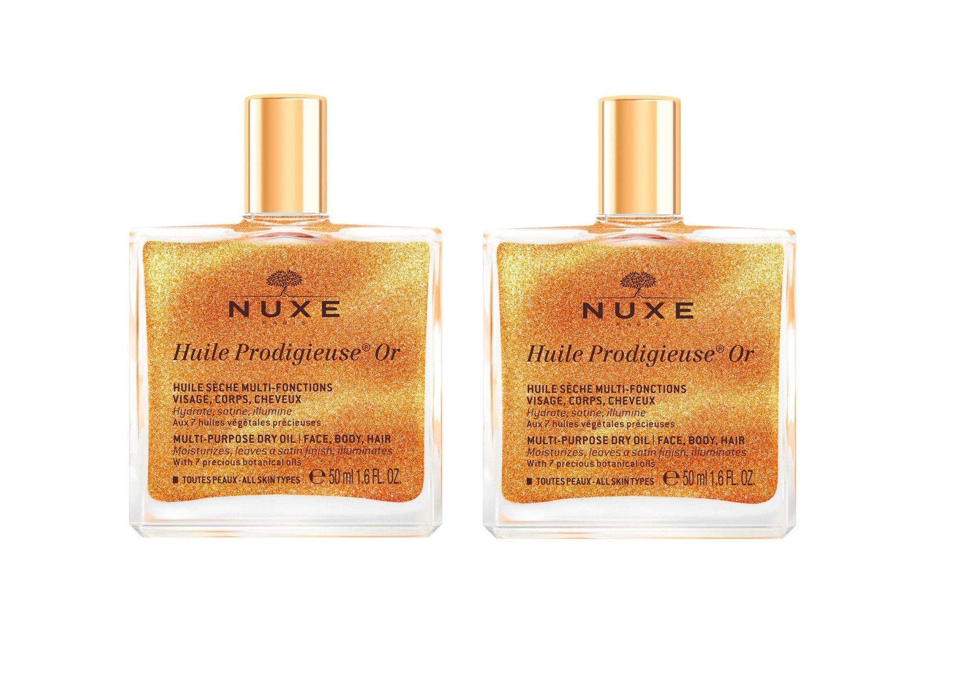 Nuxe - 2 x Huile Prodigieuse Golden Shimmer Face and Body Oil 50 ml - Skjønnhet