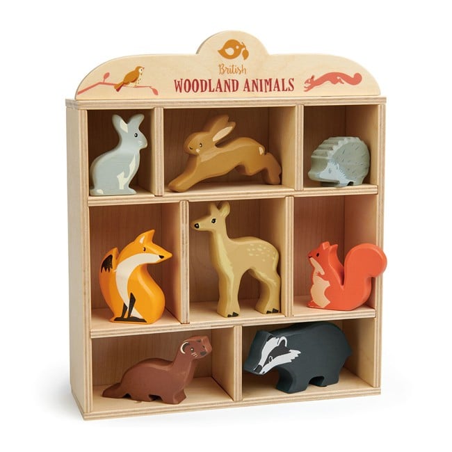 Tender Leaf - Display Shelf with 8 Wooden Animals - Woodlands - (TL8470)