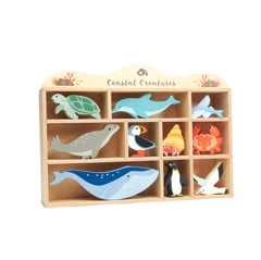 Tender Leaf - Display Shelf with 10 Wooden Animals - Ocean - (TL8479)