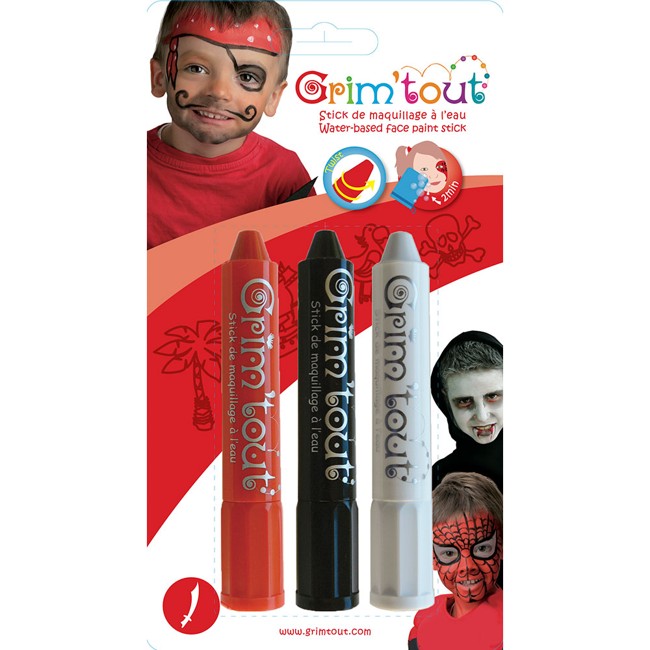 Grim Tout - Face Paint Sticks 3pack- Pirate Vampire - (GT41822)