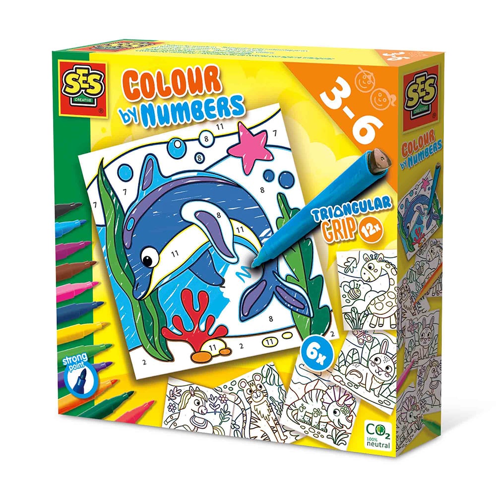 SES Creative - Colour by Numbers - Triangular Pens - (S14690) - Leker
