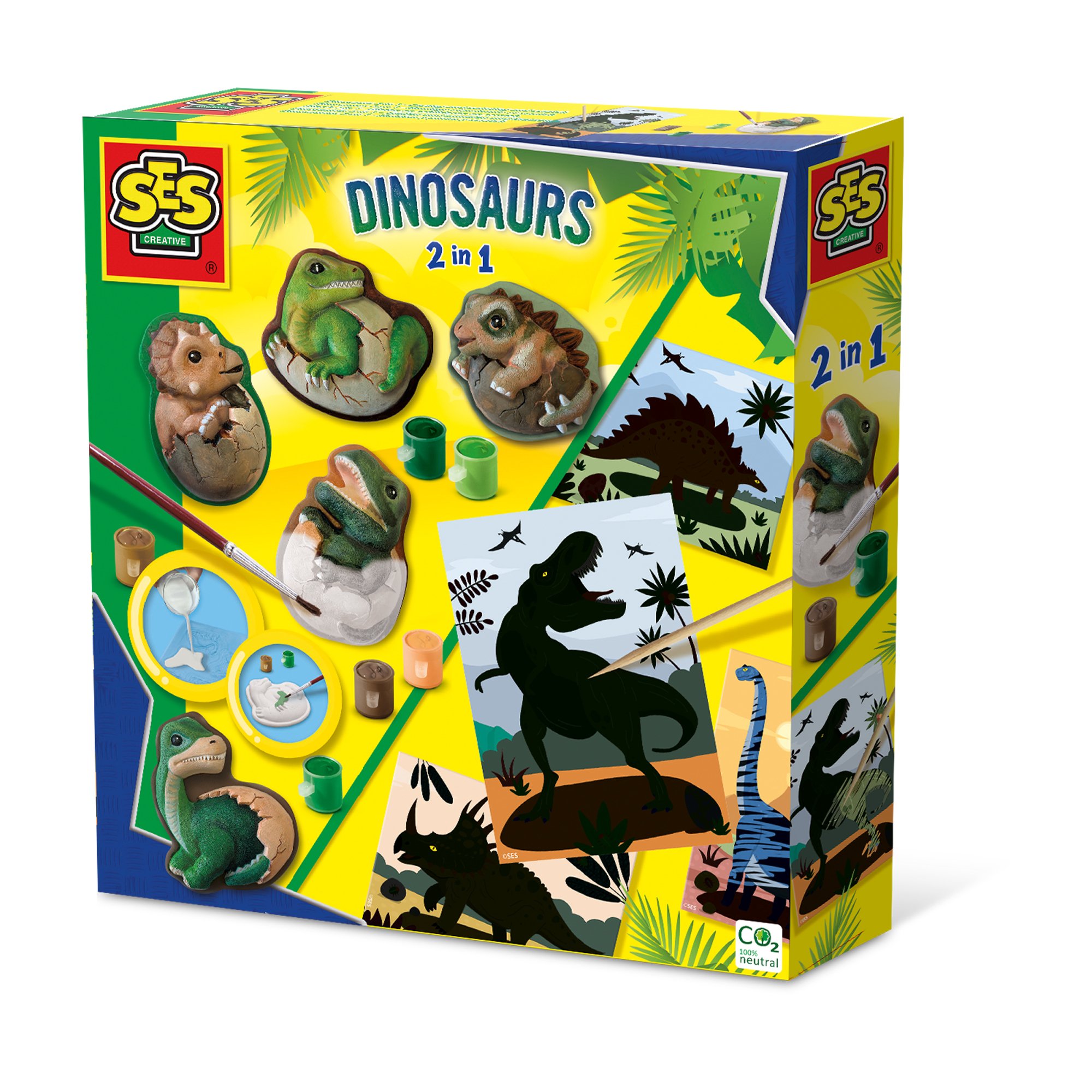 SES Creative - Casting and Painting - Dinosaurs 2in1 with Scratch Cards - (S01408) - Leker