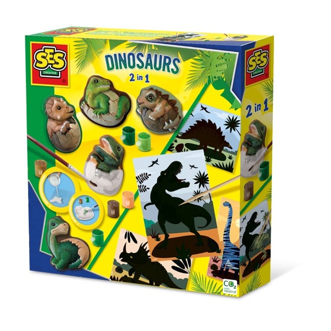 SES Creative - Casting and Painting - Dinosaurs 2in1 with Scratch Cards - (S01408)