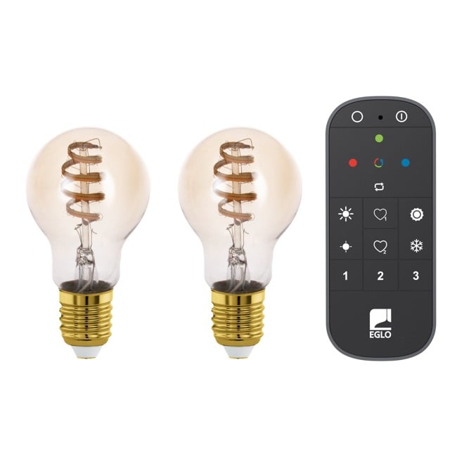 EGLO - Set van 2x E27 A60 amber, afstandsbediening - TW - Zigbee, Bluetooth