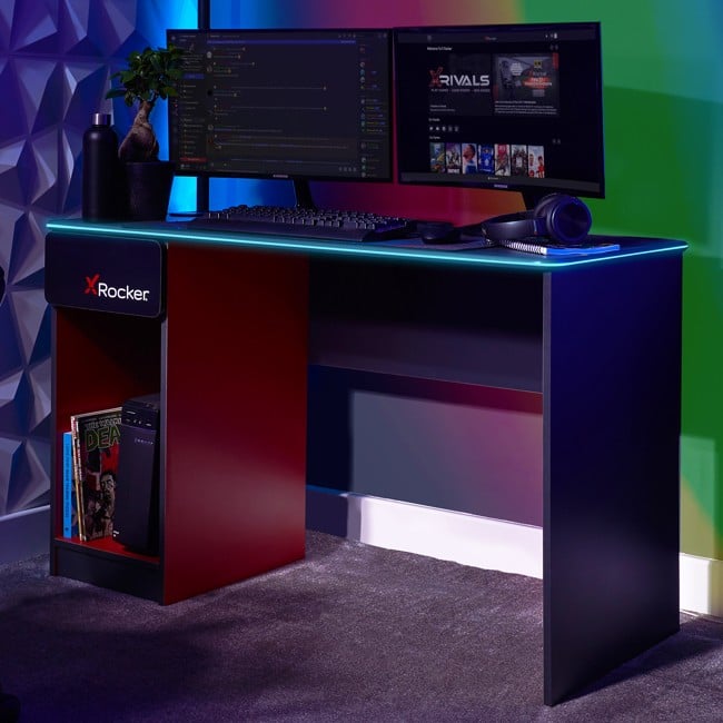 Xrocker Carbon-Tek Desk With Wireless Charging And Neo Fiber Led