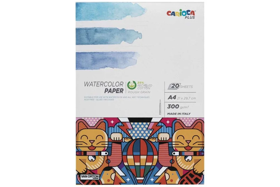 Carioca Plus - Vandfarve blok 300g, A4, 20 sider