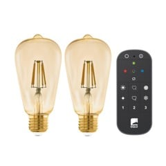 EGLO - Sæt 2x E27 ST64 amber, fjernbetjening - Varm hvid - Zigbee, Bluetooth