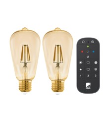 EGLO - Set med 2x E27 ST64 amber, fjärrkontroll - Varm vit - Zigbee, Bluetooth