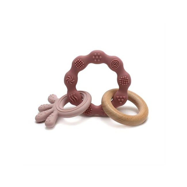 Magni - Teether bracelet Squid and wood appendix - Dusty rose (5566)